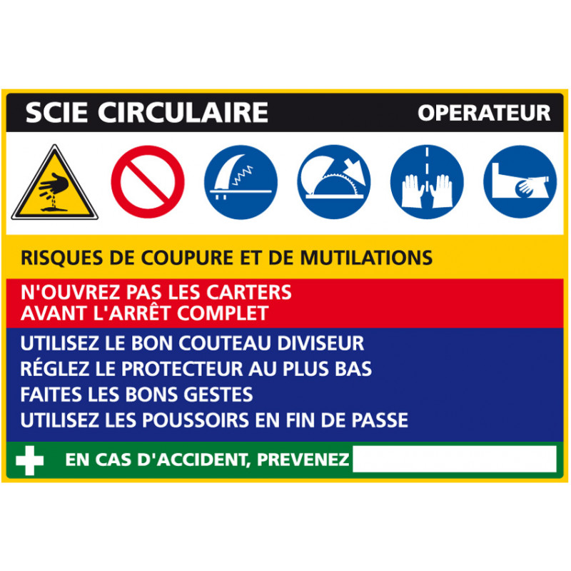 Panneau Fiche de Poste Scie Circulaire (C1122)