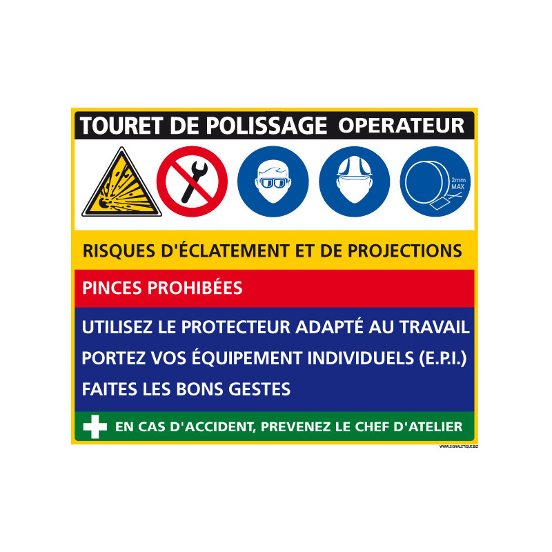 Panneau Fiche de Poste Touret de Polissage (C1132) Panneau Fiche de Poste Touret de Polissage (C1132)