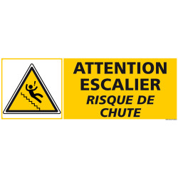 PANNEAU ATTENTION ESCALIER RISQUE DE CHUTE (C1269)