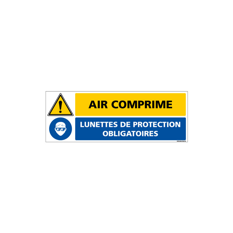 Panneau de signalisation - Air comprimé lunettes de protection