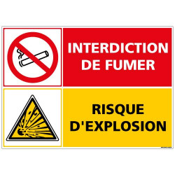 Panneau de signalisation Interdiction de fumer risque d'explosion (D0983)