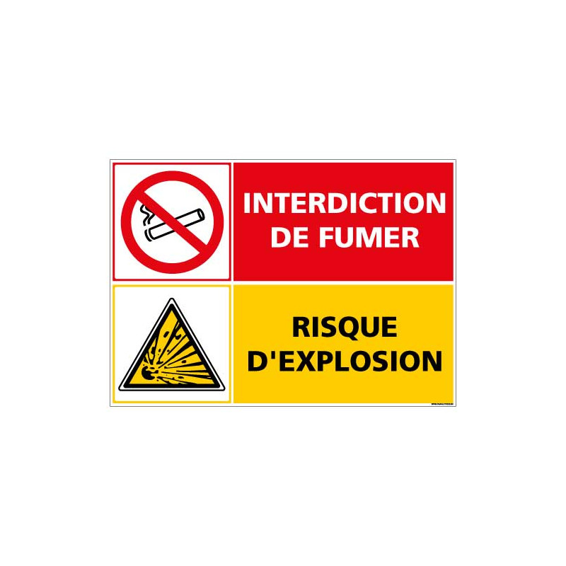 Panneau de signalisation Interdiction de fumer risque d'explosion (D0983)