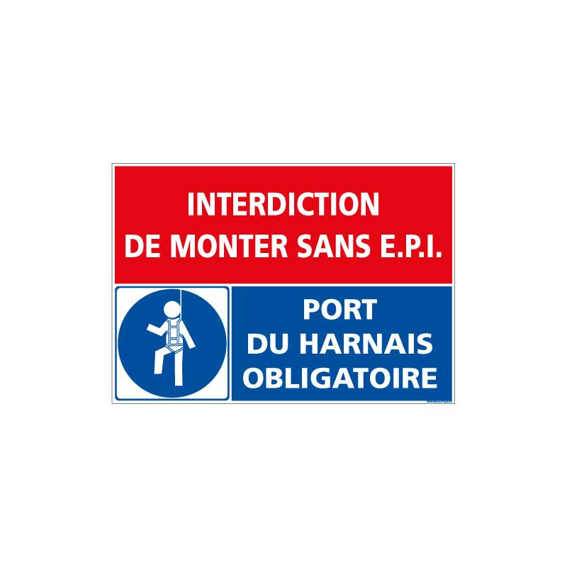Panneau de signalisation Interdiction de monter sans E.P.I (D0996)