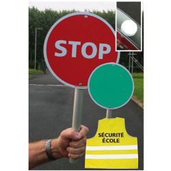 Kit Sécurité stop école dont Panneau 1 face STOP (W0196 STOP)+ 1 face verte (W0196 RV)