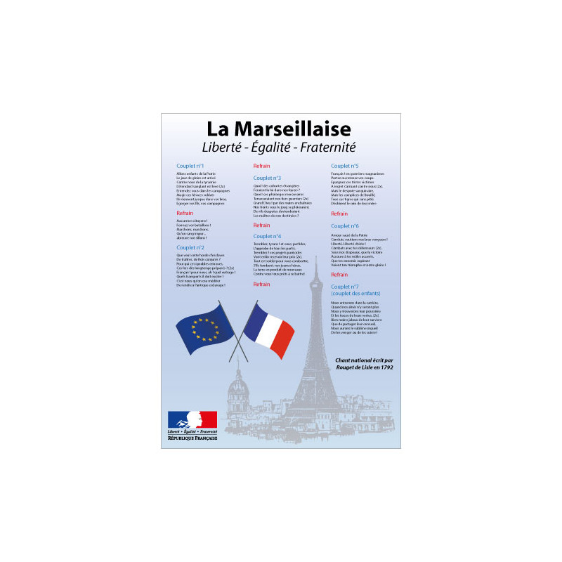 AFFICHAGE LA MARSEILLAISE POUR ECOLE (DEV0016)