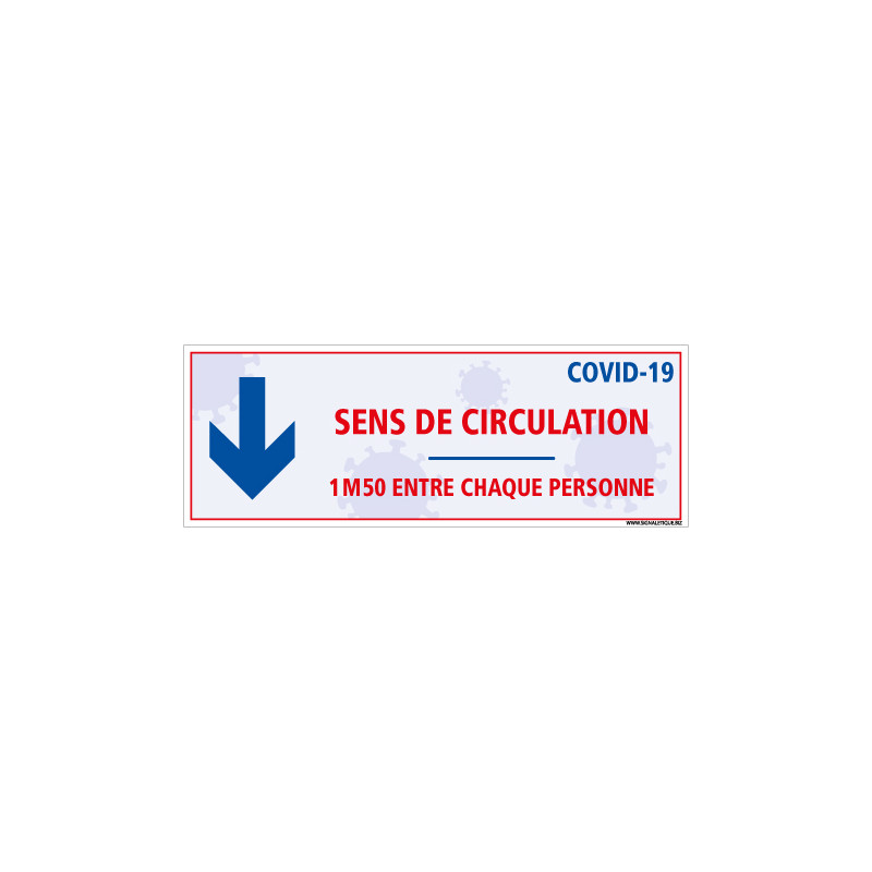 AUTOCOLLANT AU SOL GOUVERNEMENTALE SPECIAL COVID19 - SENS DE CIRCULATION - DISTANCES ENTRE CHAQUE PERSONNE - PREVENTION DISTANCE