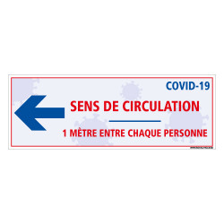 AUTOCOLLANT AU SOL GOUVERNEMENTALE SPECIAL COVID19 - SENS DE CIRCULATION - DISTANCES ENTRE CHAQUE PERSONNE - PREVENTION DISTANCE