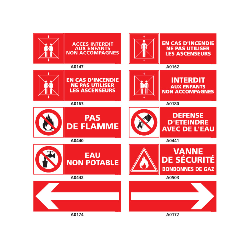 Panneau de recommandation en cas d'incendie