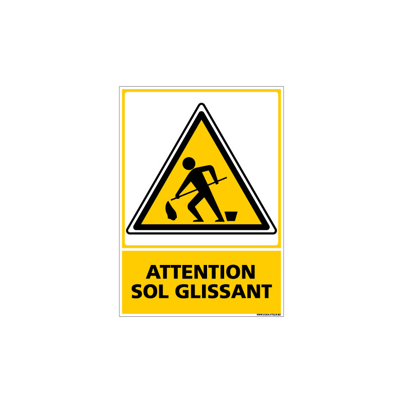 Panneau d'avertissement Attention sol glissant - PAT Europe