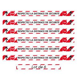 BANDE SOL SPECIAL COVID19 - LOT DE 6 BANDES SOL ADHESIVES AVEC COLLE FORTE - RESPECTEZ LA DISTANCE DE SECURITE PENDANT L'EPIDEMI