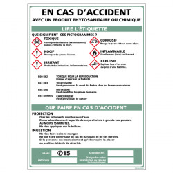 Consignes de sécurité en cas d'accident avec produit chimique (A0370)