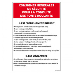 Consignes de sécurité pour ponts roulants (A0531)