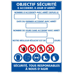 PANNEAU OBJECTIF SECURITE AVEC LAMINATION EFFACABLE (A0618)