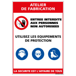 Panneau Consigne de Sécurité ATELIER DE FABRICATION (D0925)