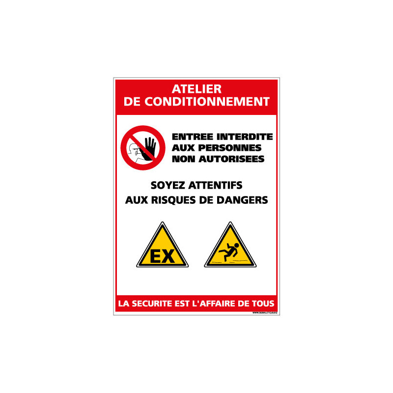 Panneau Consigne de Sécurité ATELIER DE CONDITIONNEMENT (D0926)