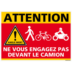 ADHESIF DANGER ANGLES MORTS - NE VOUS ENGAGEZ PAS DEVANT LE CAMION (M0377)