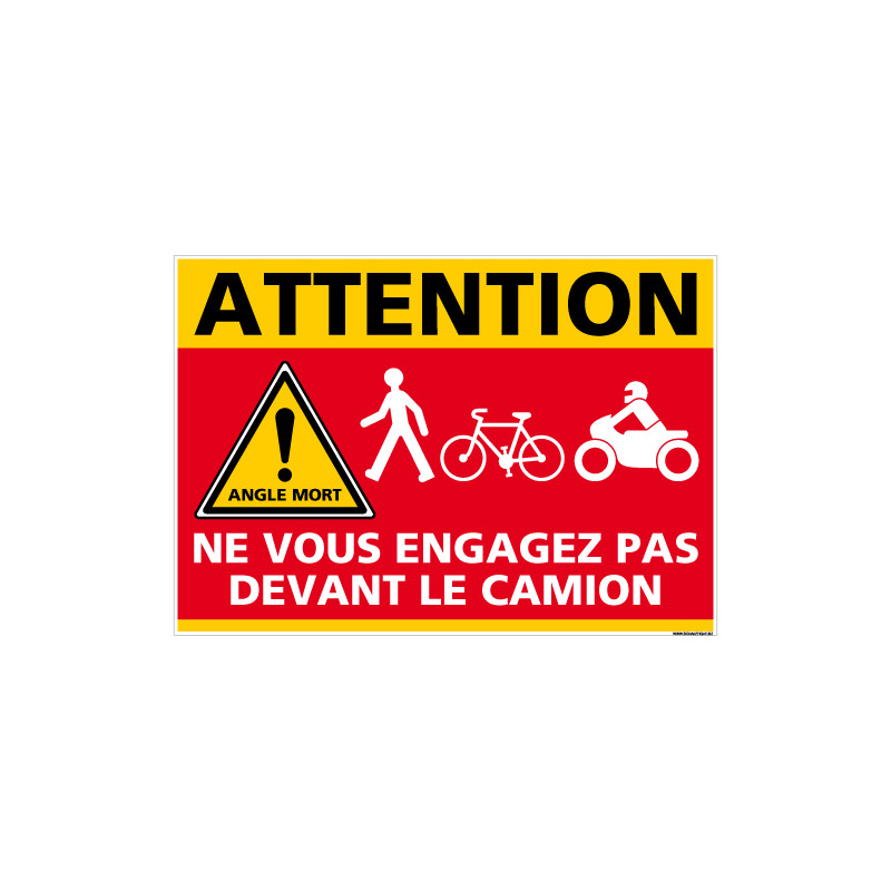 ADHESIF DANGER ANGLES MORTS - NE VOUS ENGAGEZ PAS DEVANT LE CAMION (M0377)