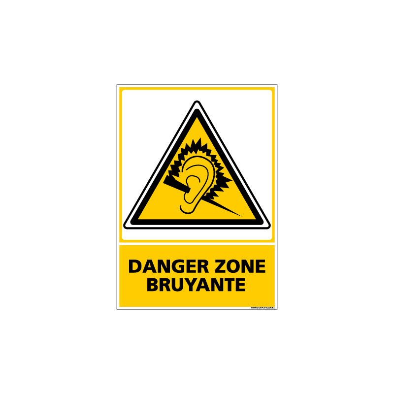 Panneau DANGER ZONE BRUYANTE (C0624) Panneau DANGER ZONE BRUYANTE (C0624)