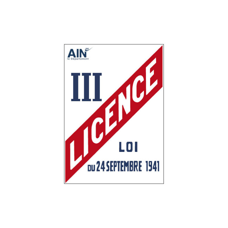 PANNEAU LICENCE III AVEC LE LOGO DE VOTRE DÉPARTEMENT (G0869_DEP)