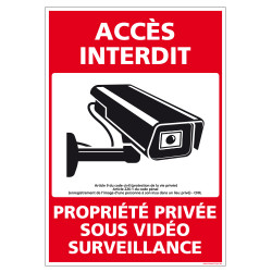 PANNEAU ACCES INTERDIT PROPRIETE PRIVEE SOUS VIDEO SURVEILLANCE (G1534)