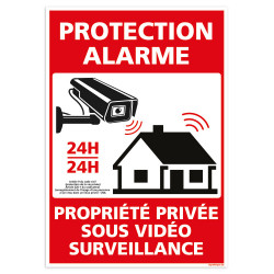 PANNEAU PROTECTION ALARME 24H/24 - PROPRIETE PRIVEE SOUS VIDEO SURVEILLANCE (G1538)