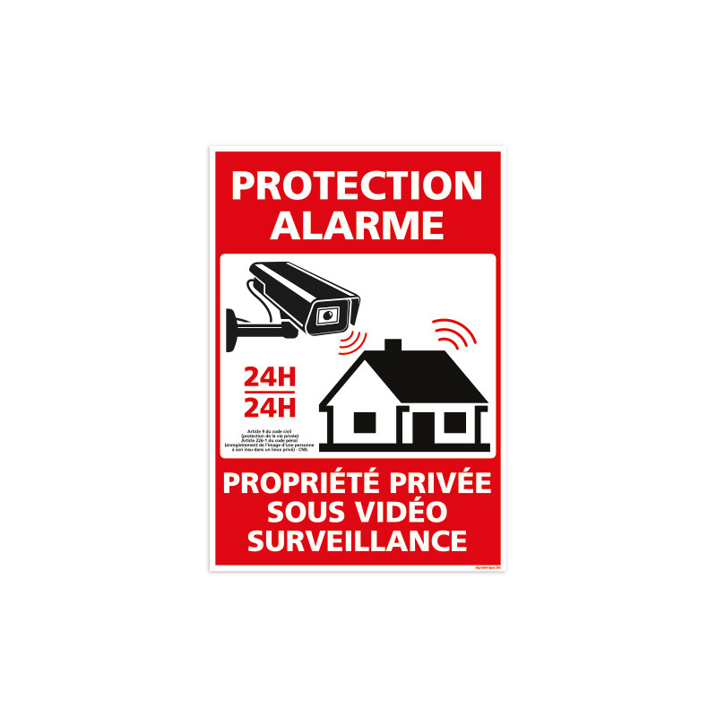 PANNEAU PROTECTION ALARME 24H/24 - PROPRIETE PRIVEE SOUS VIDEO SURVEILLANCE (G1538)