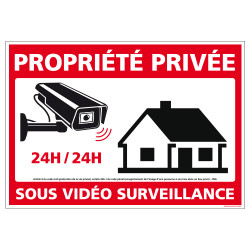 PANNEAU PROPRIETE PRIVEE SOUS VIDEO SURVEILLANCE 24H/24 (G1540)