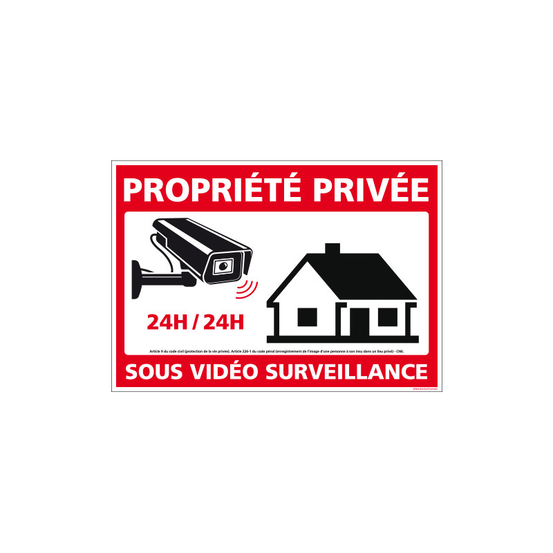 PANNEAU PROPRIETE PRIVEE SOUS VIDEO SURVEILLANCE 24H/24 (G1540)