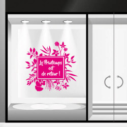 Décoration autocollante vitrine de commerce: Kit de Stickers Printemps