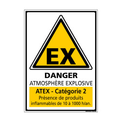 Panneau de Signalisation ATMOSPHERE EXPLOSIVE CATEGORIE 2 (C1039)