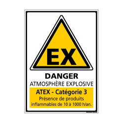 Panneau de Signalisation ATMOSPHERE EXPLOSIVE CATEGORIE 3 (C1044)