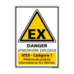 Panneau de Signalisation ATMOSPHERE EXPLOSIVE CATEGORIE 1 (C1048)