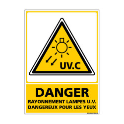 Panneau de Signalisation DANGER RAYONNEMENT LAMPES UV (C1056)