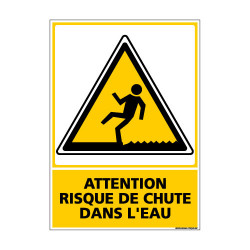 Panneau de Signalisation ATTENTION RISQUE DE CHUTE DANS L'EAU (C1057)