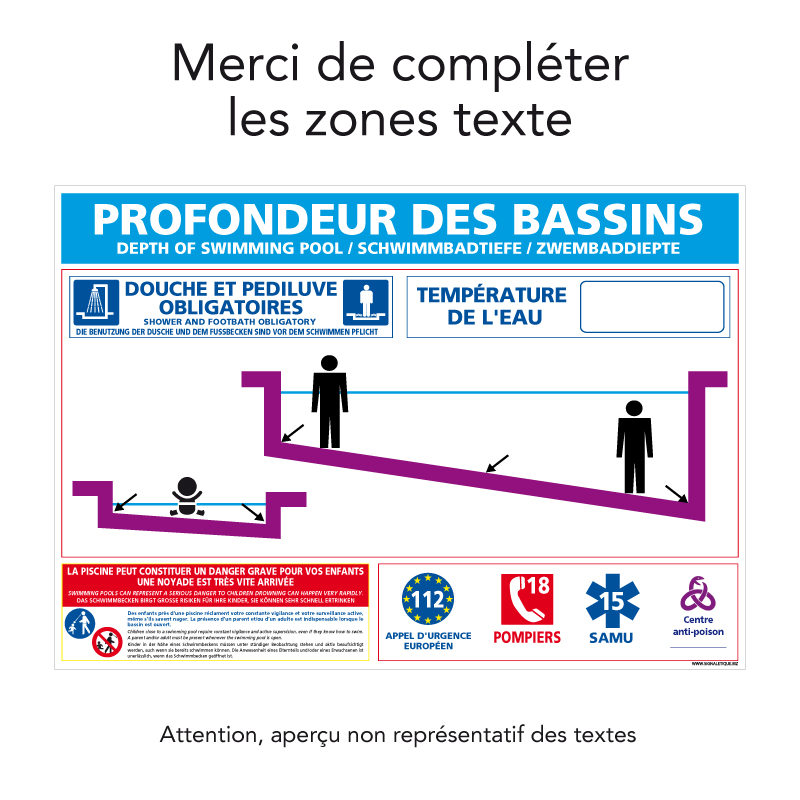 Panneau Horaires D'ouverture Piscine - Personnalisable - Dimensions 420x300 Mm - PVC Rigide 1,5 Mm - Protection UV Anti-graffiti