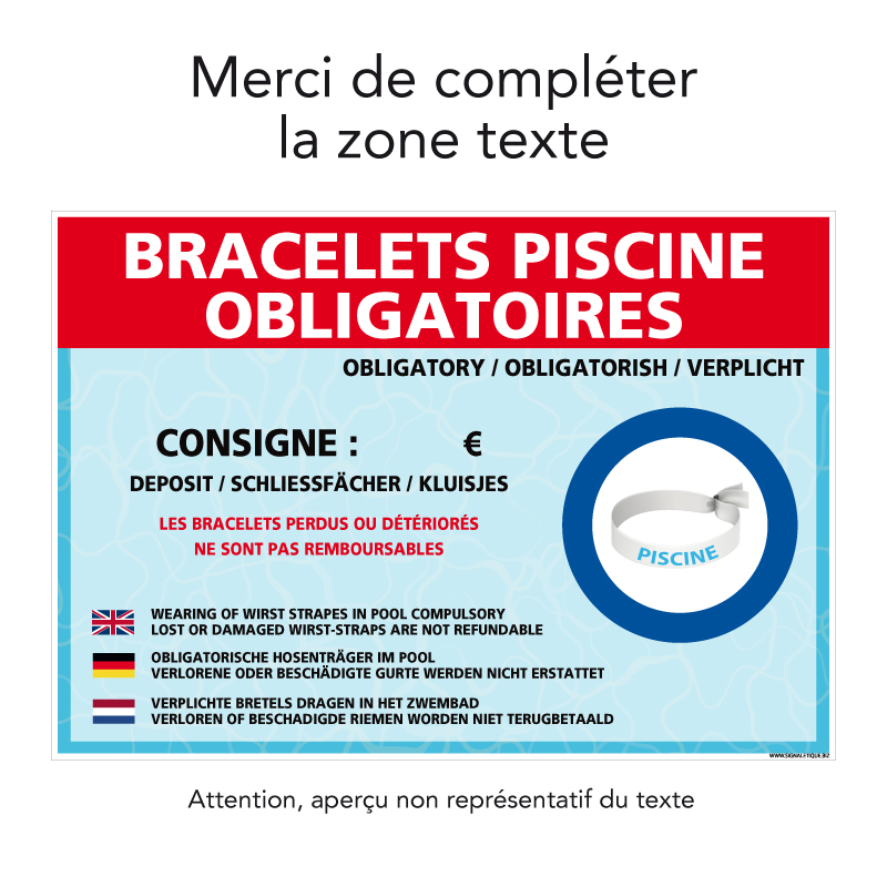 Panneau Piscine Enfants Personnalisable Aluminium 210x150mm | Anti-UV | Norme ISO 7010