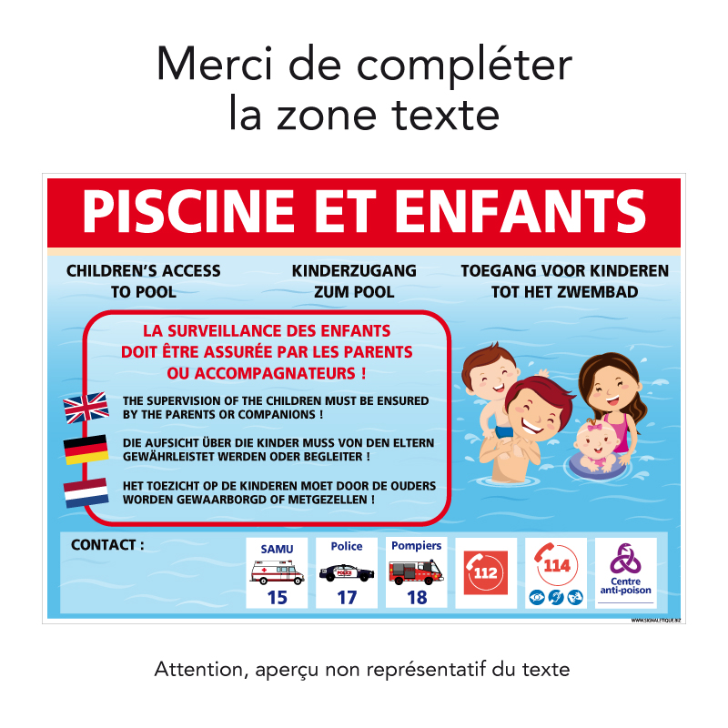 Panneau Horaires Piscine Personnalisable - PVC Rigide Anti-UV 420x300mm
