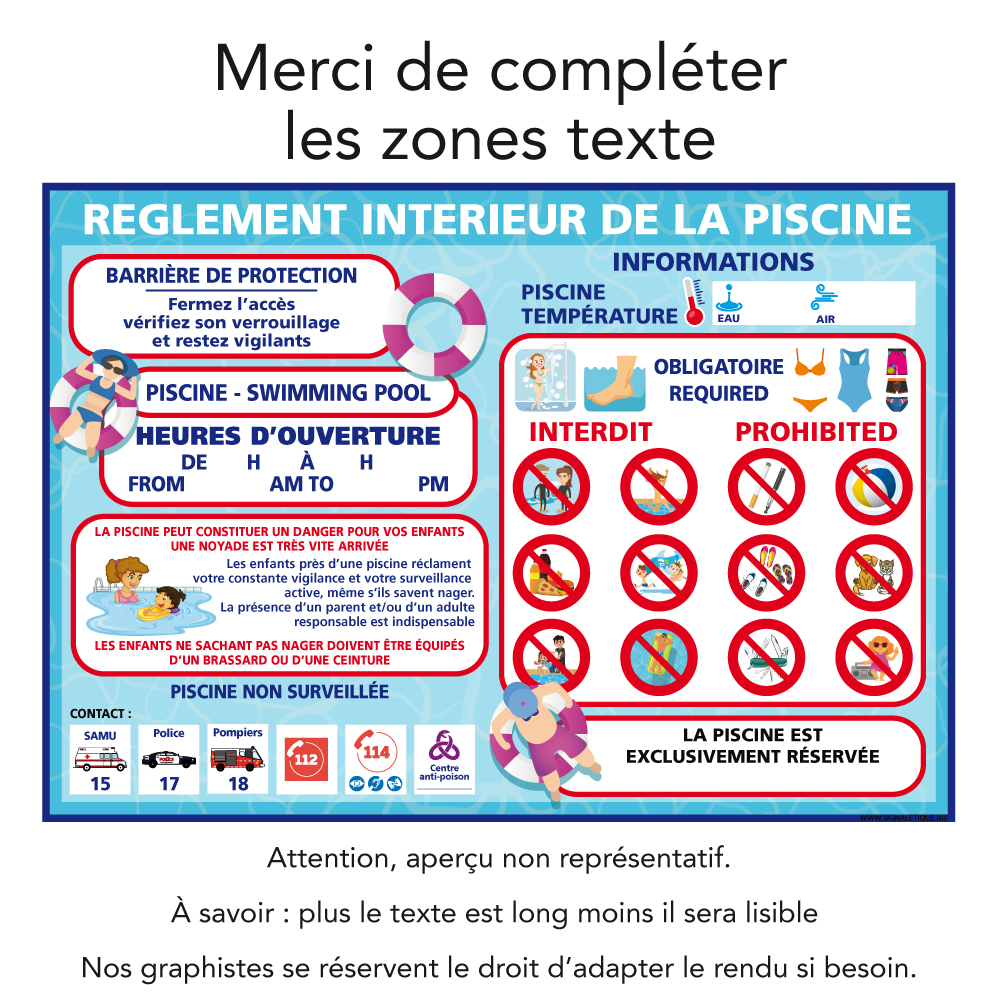 Panneau Profondeurs Des Bassins, Signalétique Piscine 1200 X 840 Mm Matiere Pvc 86338867